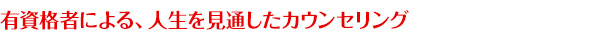 有資格者による、人生を見通したカウンセリング